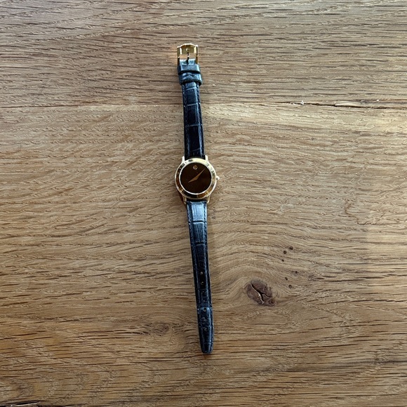 Free Shipping! Movado Gold and Black Watch, vintage, with original